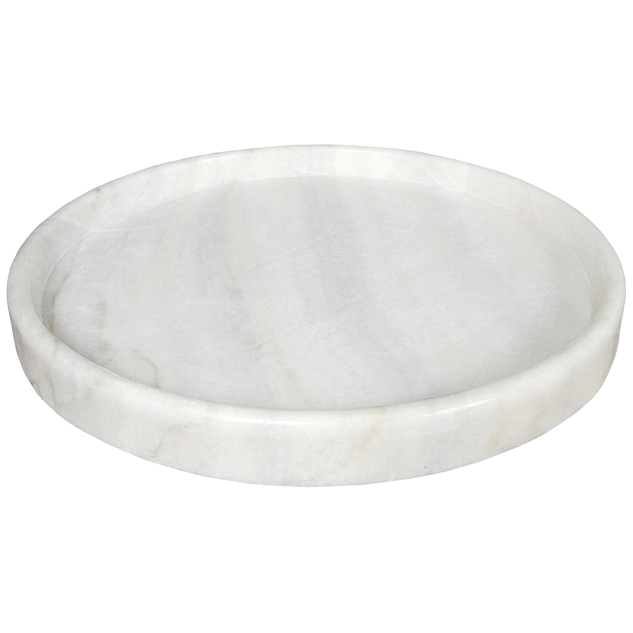 20″ Round Tray in Bianco Crown Marble — Noir Furniture