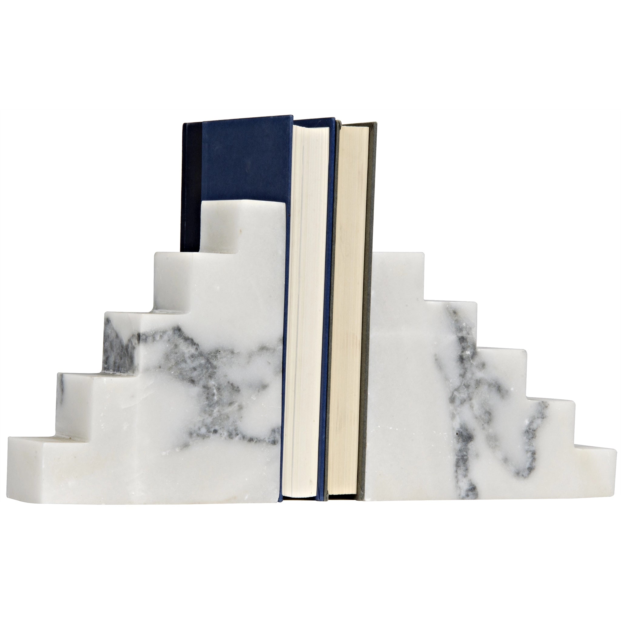 Step Bookends in Bianco Crown Marble — Noir Furniture