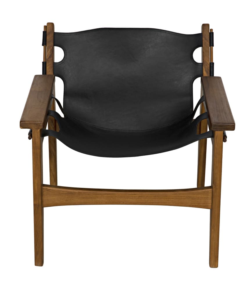 Nomo Chair, Teak with Leather in Cleart Coat Flat — Noir Furniture