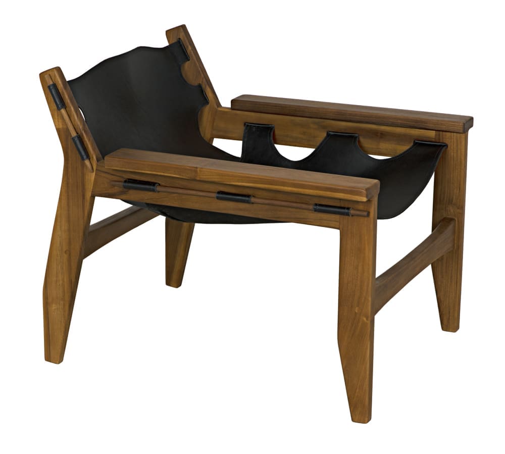 Nomo Chair, Teak with Leather in Cleart Coat Flat — Noir Furniture