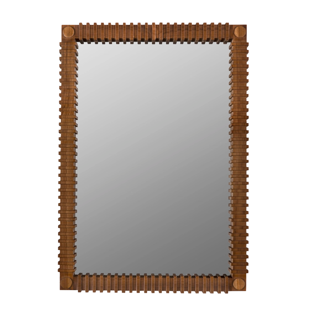 Rift Mirror, Teak in Clear Coat Flat — Noir Furniture