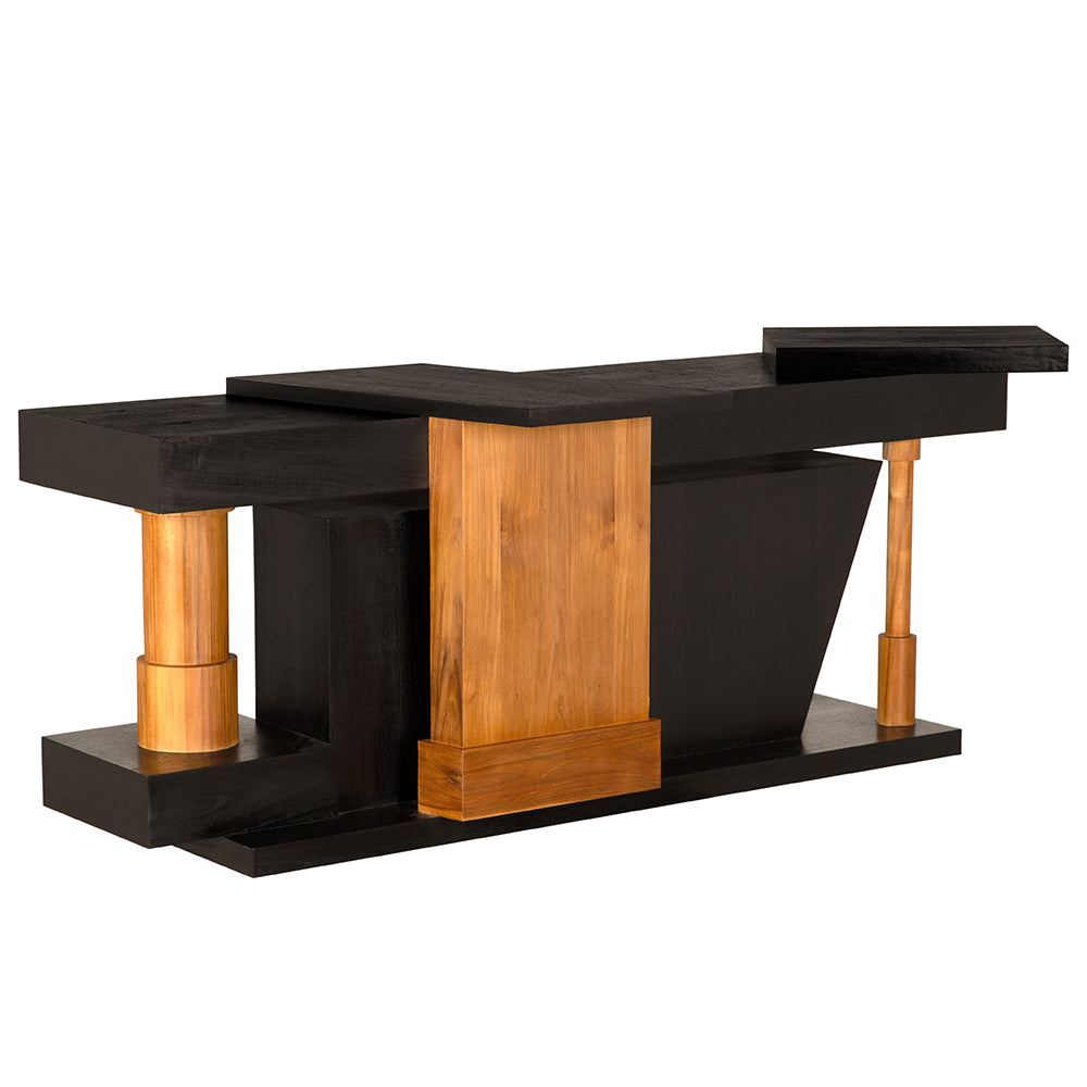 Fleming Console in Charcoal Black and Clear Coat Flat — Noir Furniture