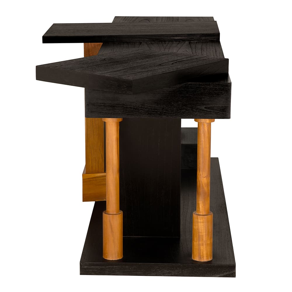Fleming Console in Charcoal Black and Clear Coat Flat — Noir Furniture