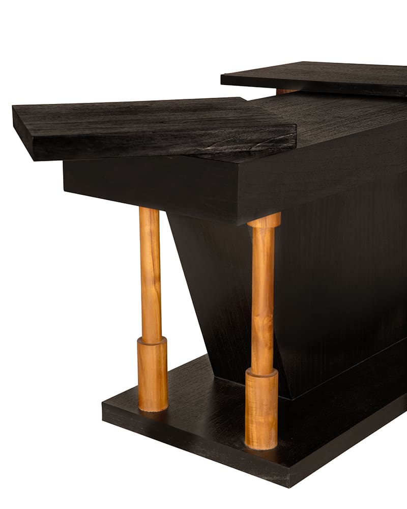 Fleming Console in Charcoal Black and Clear Coat Flat — Noir Furniture