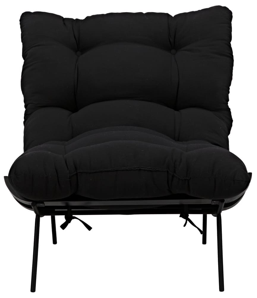 Hanzo Chair with Iron Legs, Charcoal Black in Charcoal Black — Noir Furniture