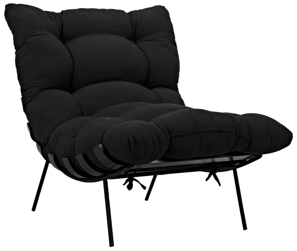 Hanzo Chair with Iron Legs, Charcoal Black in Charcoal Black — Noir Furniture