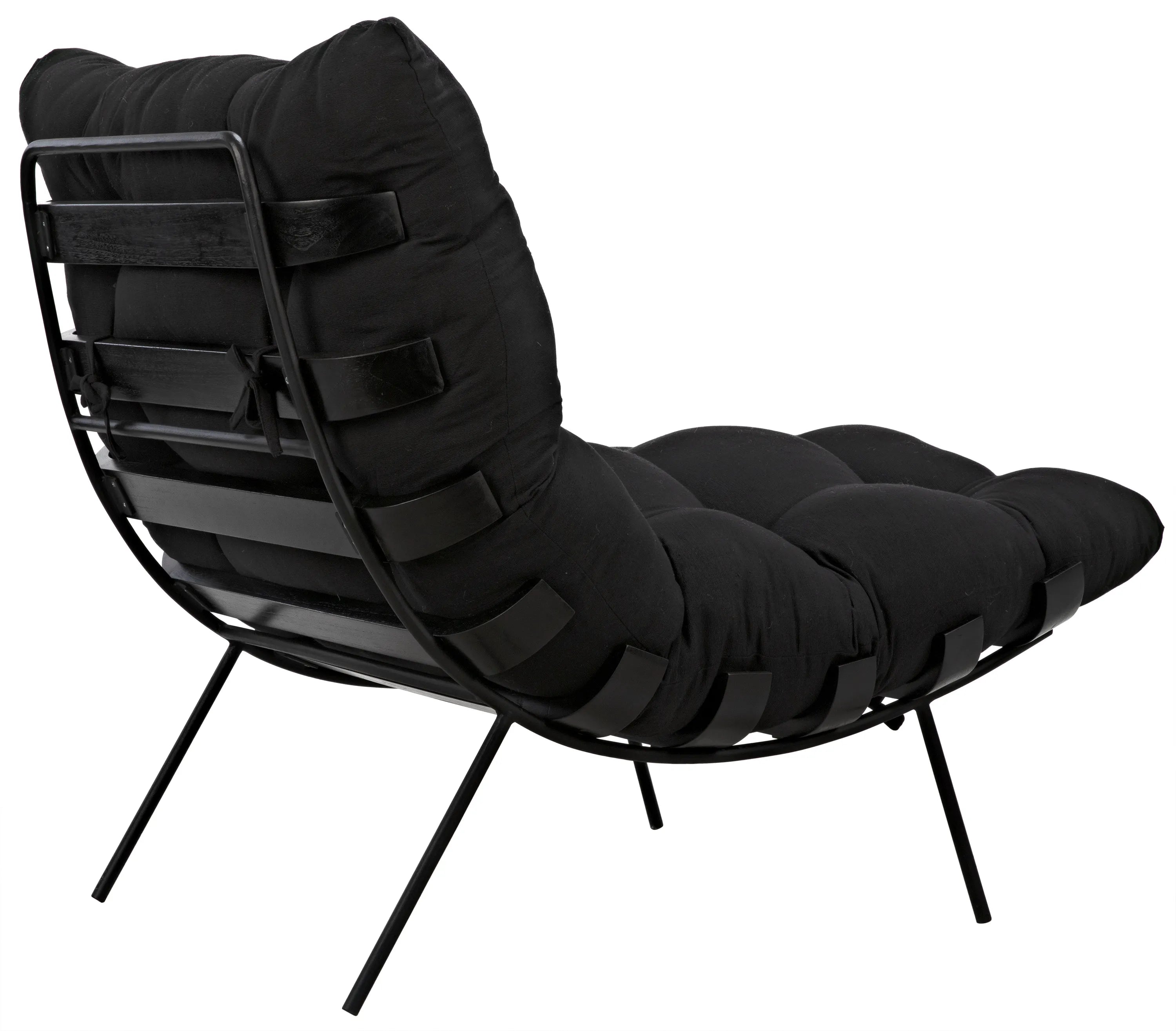 Hanzo Chair with Iron Legs, Charcoal Black in Charcoal Black — Noir Furniture