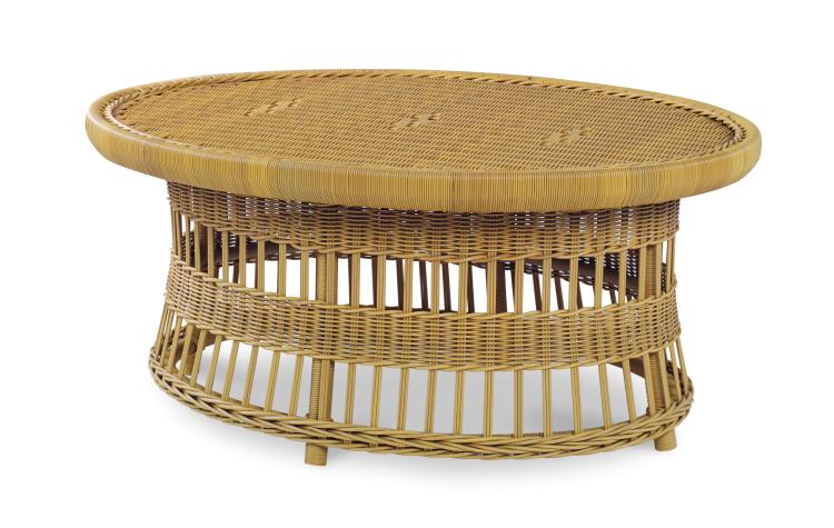 Mainland Wicker Oval Cocktail Table W/ Tempered Glass – Coffee Tables by Century Furniture | Sutter & Vale