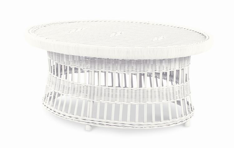 Mainland Wicker Oval Cocktail Table W/ Tempered Glass – Cocktail Tables by Century Furniture | Sutter & Vale