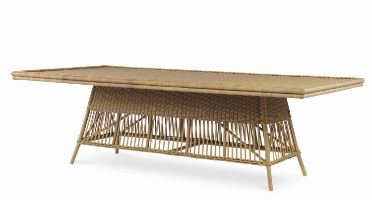 Mainland Wicker Rectangular Dining Table W/ Tempered Glass – Dining Tables by Century Furniture | Sutter & Vale