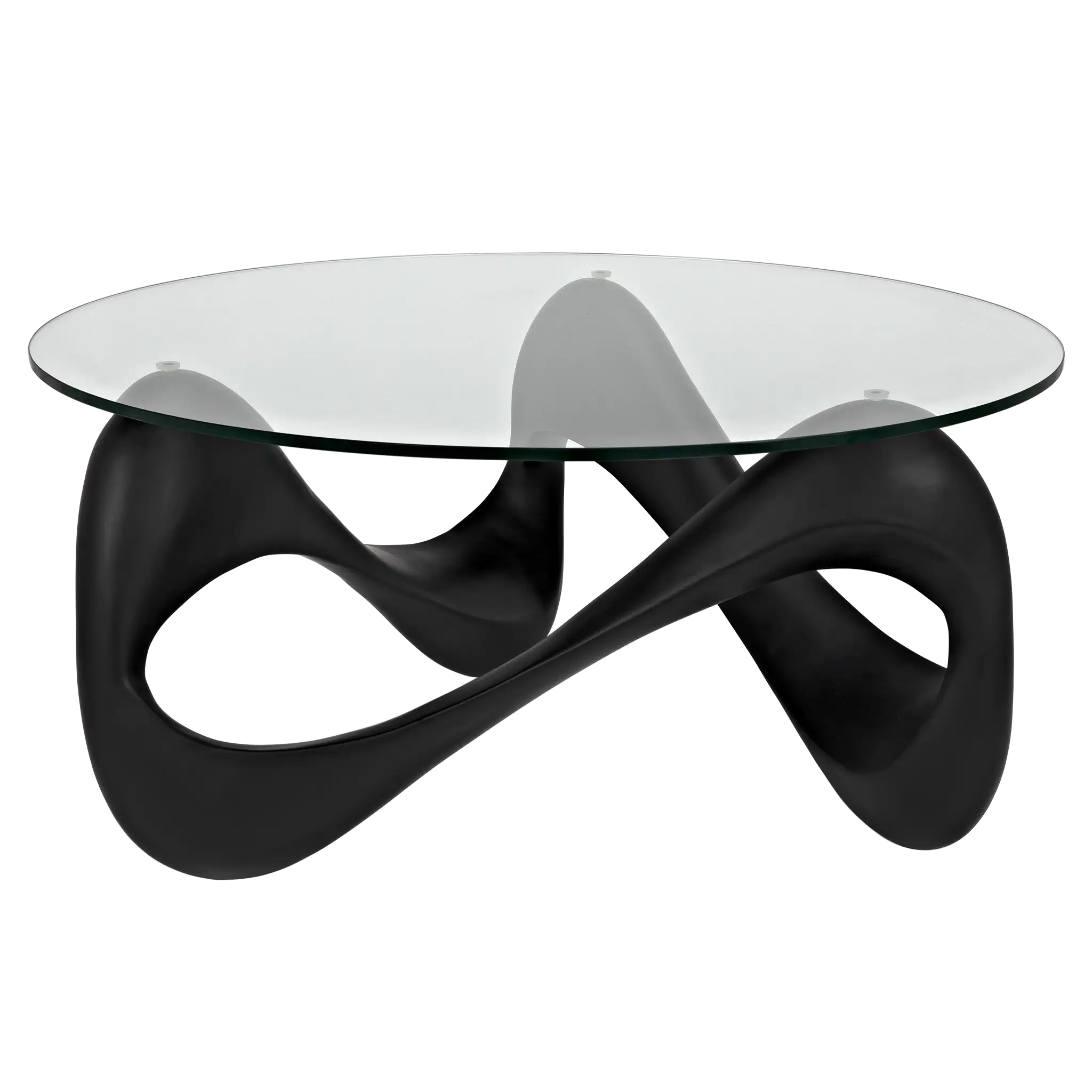 Orion Coffee Table, Black Resin Cement with Glass in Black — Noir Furniture