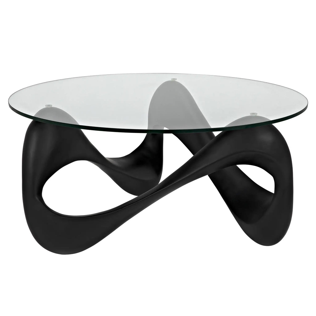 Orion Coffee Table, Black Resin Cement with Glass
