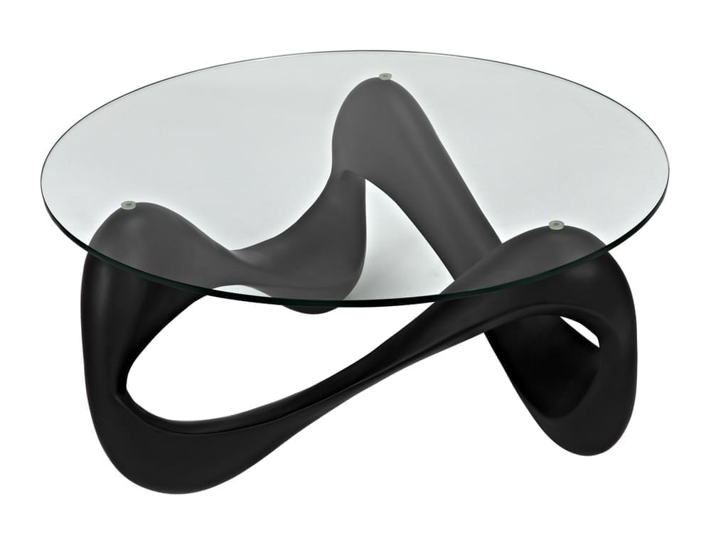 Orion Coffee Table, Black Resin Cement with Glass