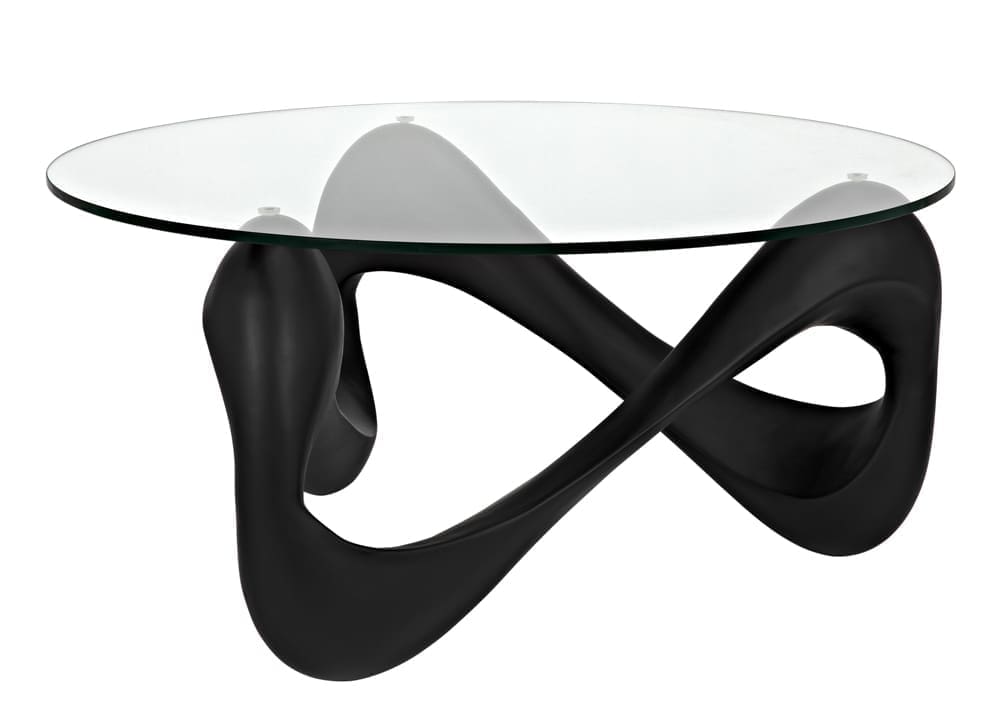 Orion Coffee Table, Black Resin Cement with Glass