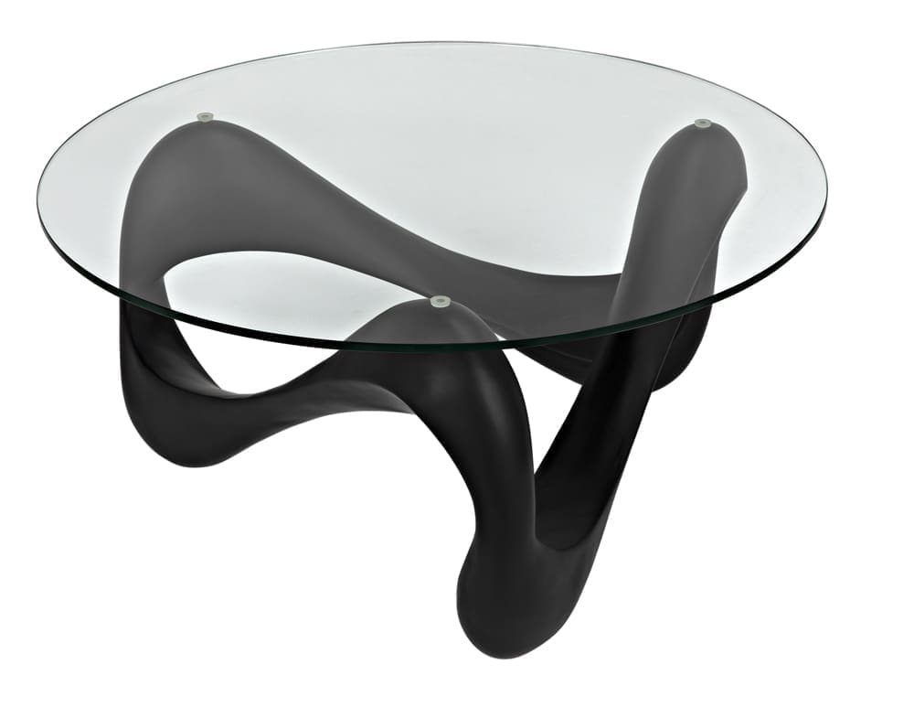 Orion Coffee Table, Black Resin Cement with Glass