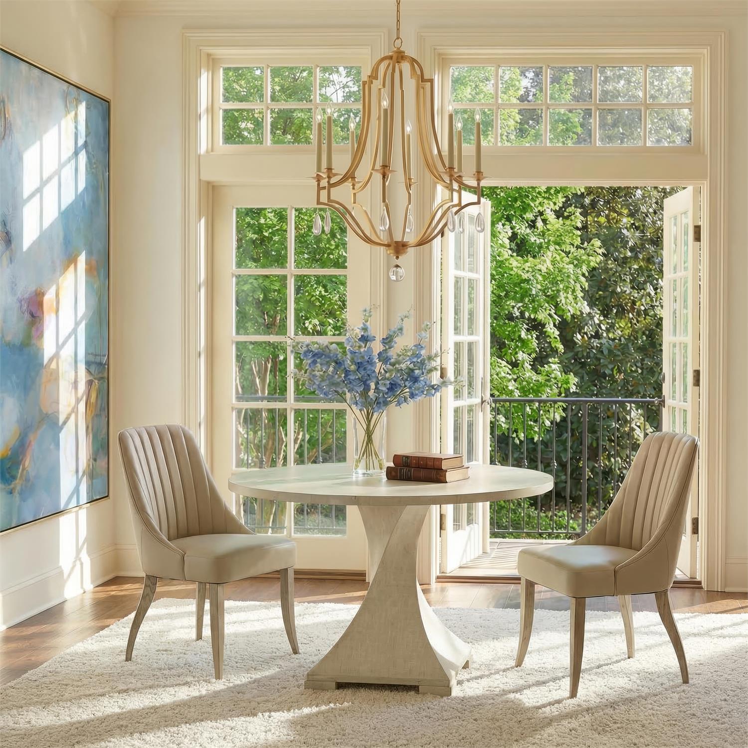 Gold-Leaf And Crystal Chandelier