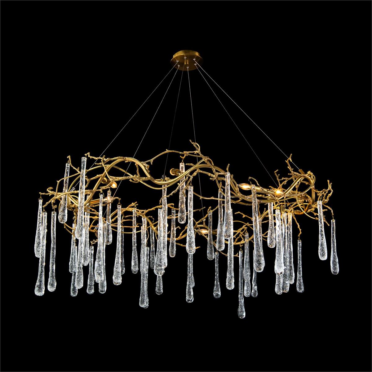Brass and Glass Teardrop Eight-Light Chandelier by John Richard | Sutter & Vale