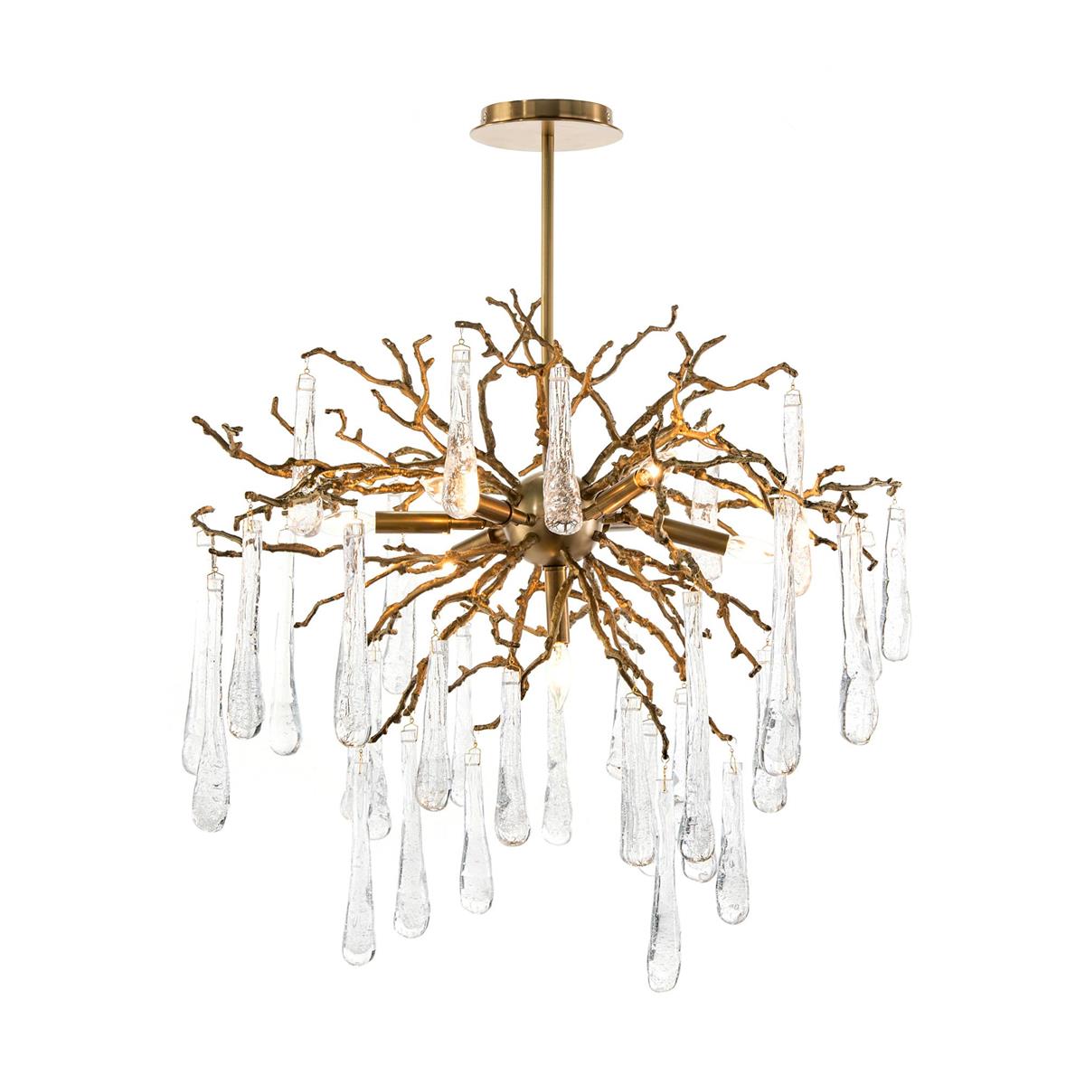 Brass and Glass Teardrop Seven-Light Chandelier by John Richard | Sutter & Vale