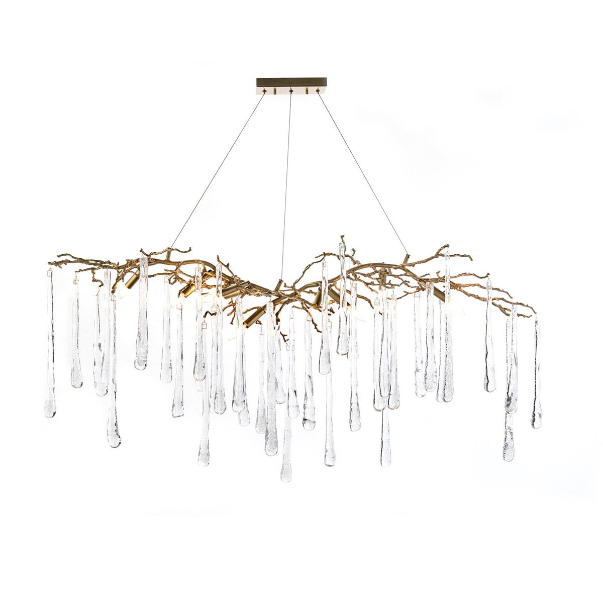 Brass and Glass Teardrop Nine-Light Chandelier by John Richard | Sutter & Vale