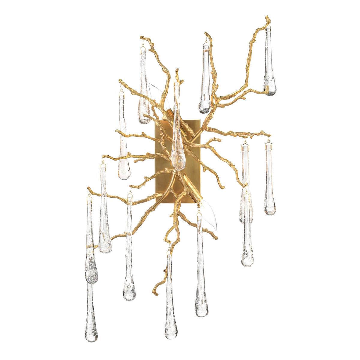 Brass And Glass Teardrop Two-Light Wall Sconce by John Richard | Sutter & Vale