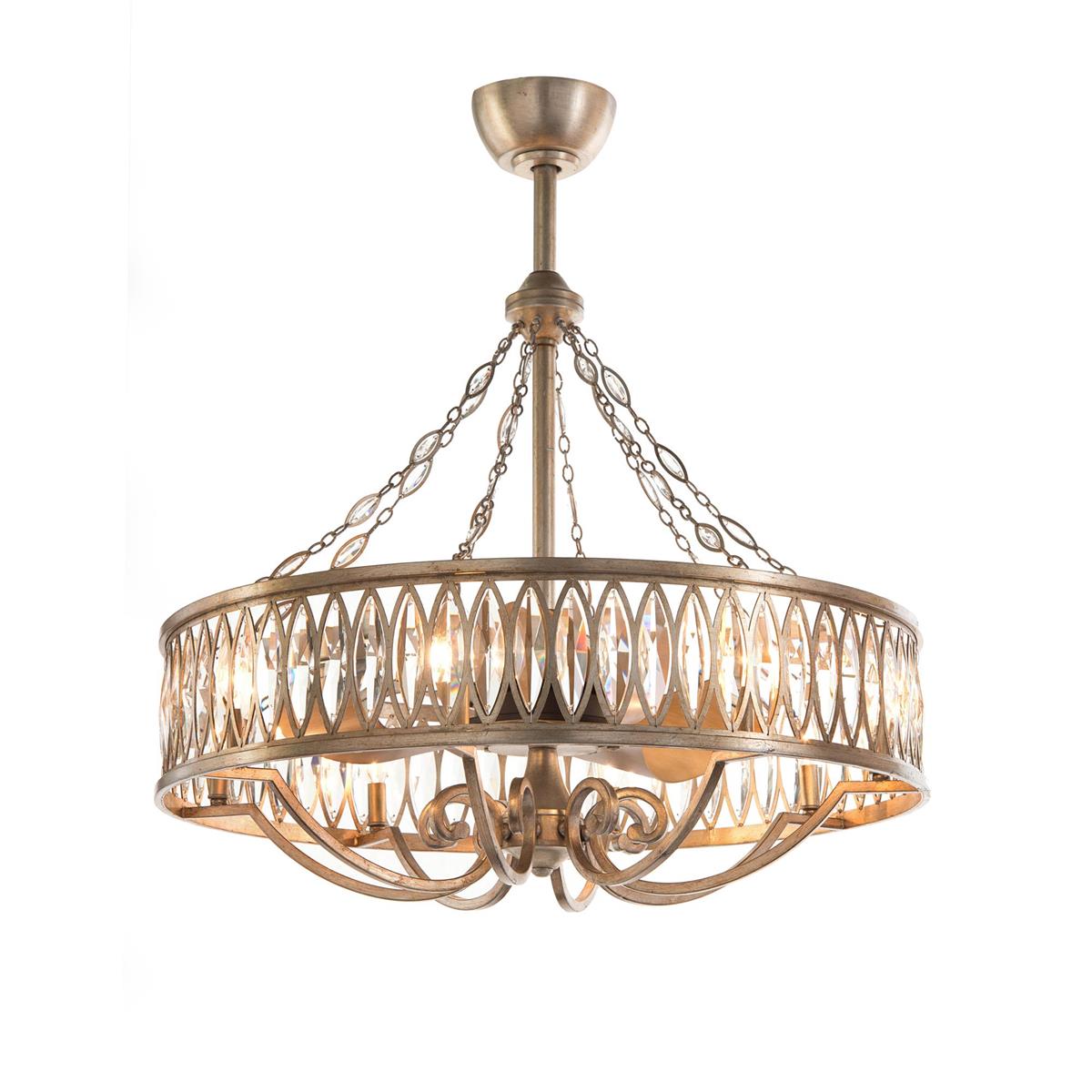 Marquise Crystal Eight-Light Pendant With Fan by John Richard | Sutter & Vale