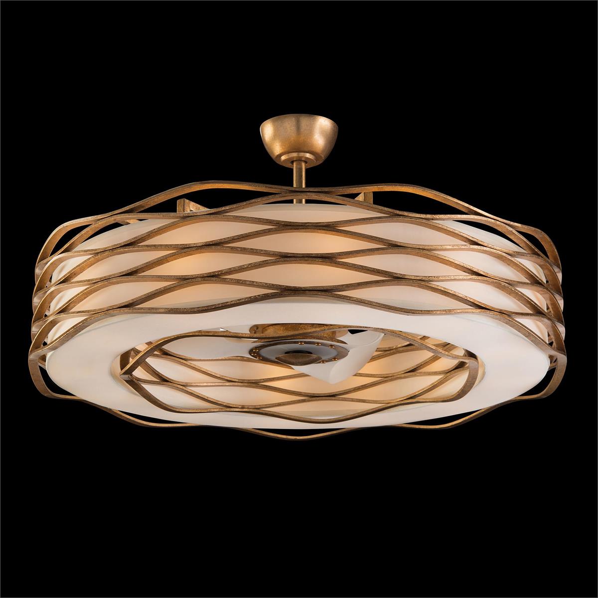 Ribbons of Gold Twelve-Light Pendant with Fan by John Richard | Sutter & Vale