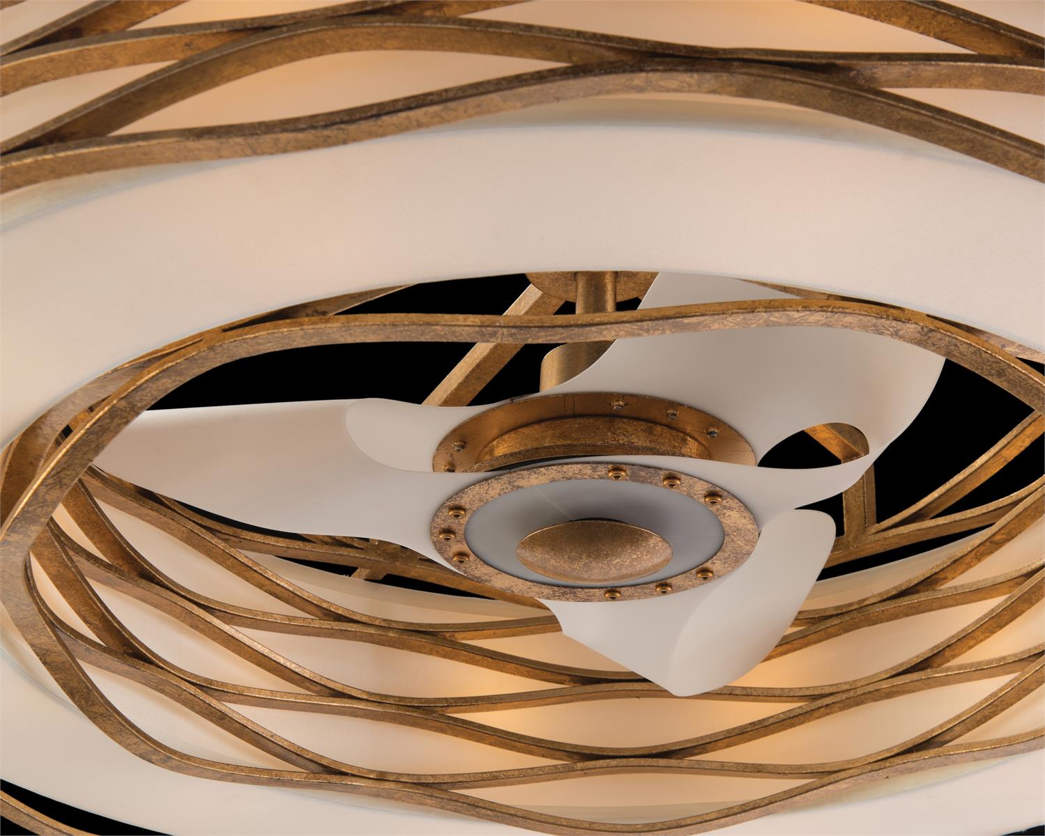Ribbons of Gold Twelve-Light Pendant with Fan