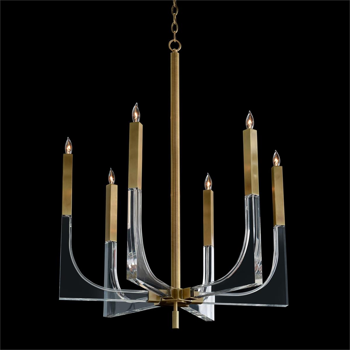 Acrylic and Brass Six-Light Chandelier – Ceiling Lighting by John Richard | Sutter & Vale