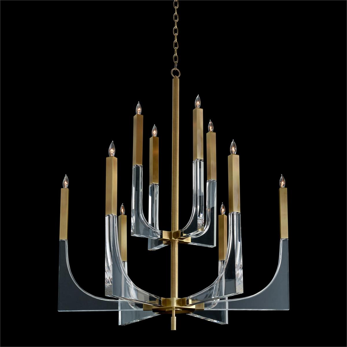 Acrylic and Brass Ten-Light Chandelier – Ceiling Lighting by John Richard | Sutter & Vale