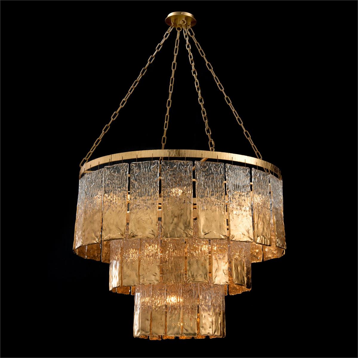 Twilight Sixteen-Light Slumped Glass Chandelier, Gold by John Richard | Sutter & Vale