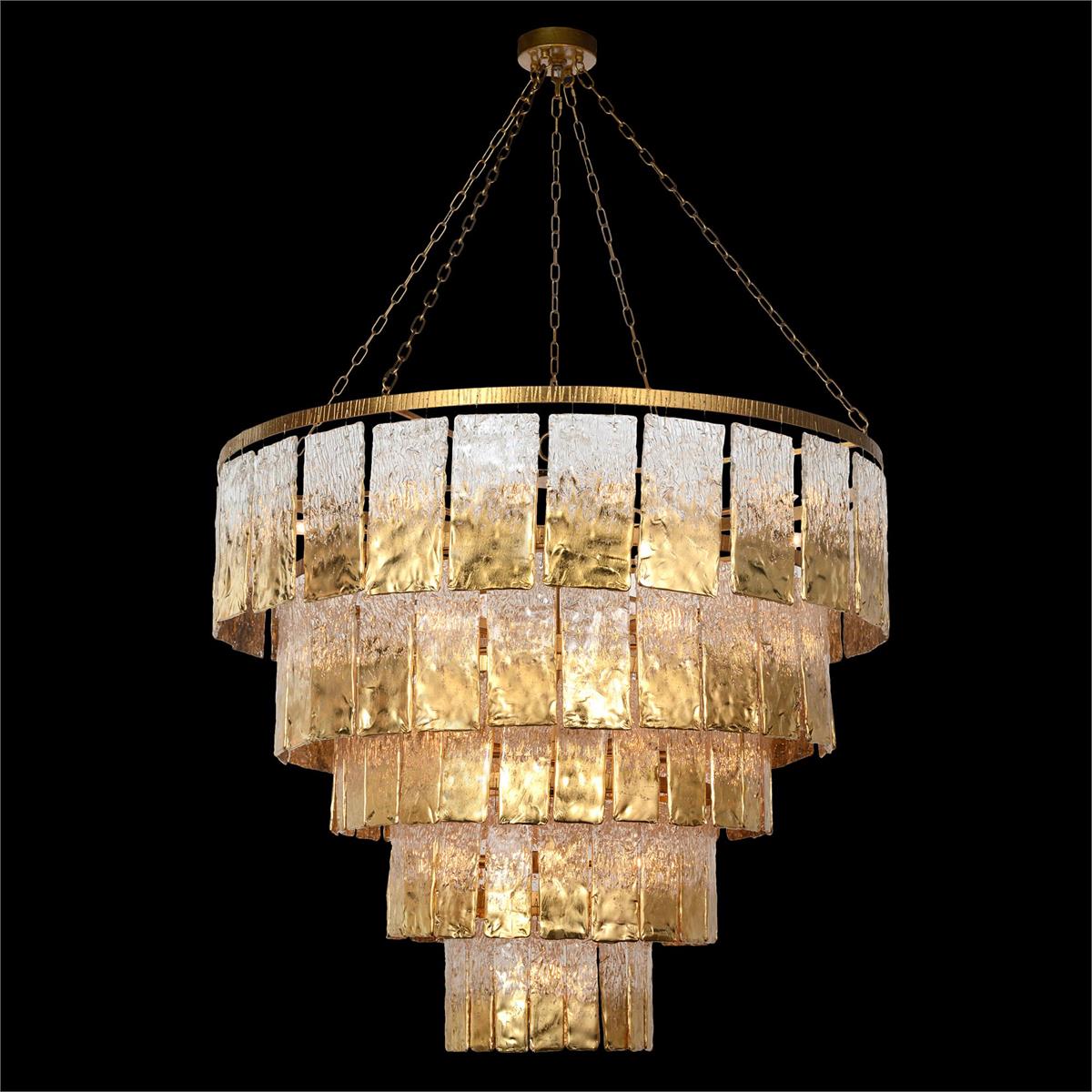 Twilight Twenty-Four-Light Slumped Glass Chandelier, Gold by John Richard | Sutter & Vale