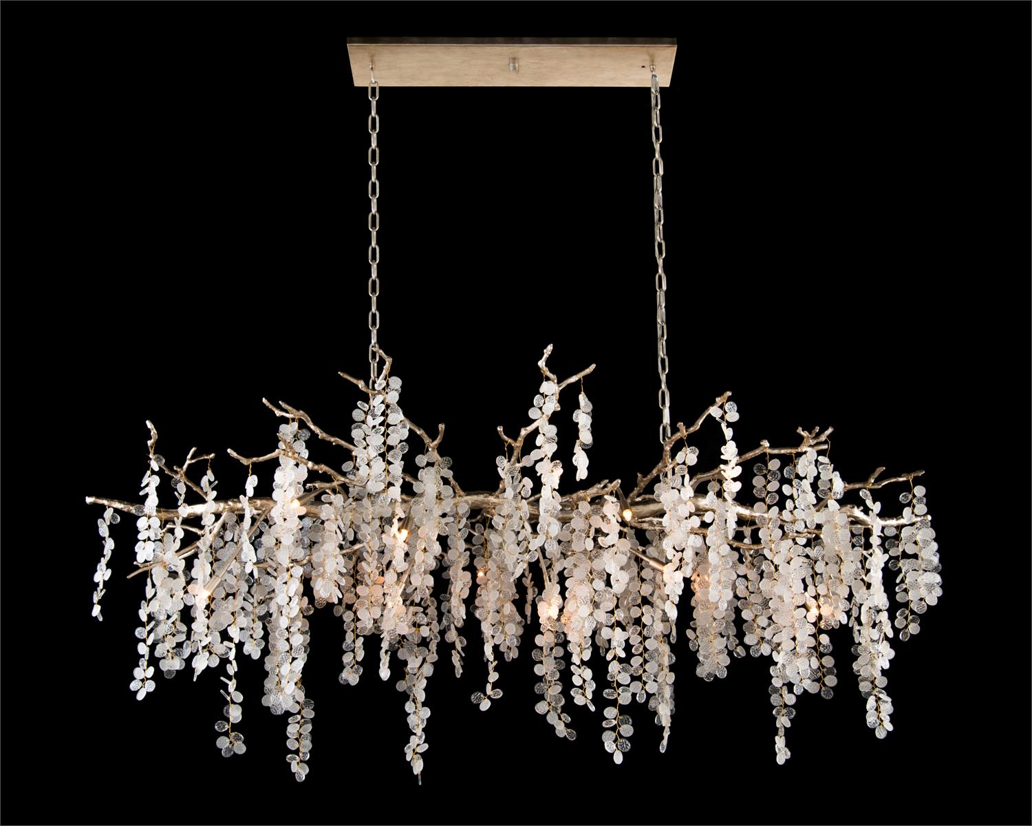 Shiro-Noda Fifteen-Light Glass Cluster Horizontal Chandelier