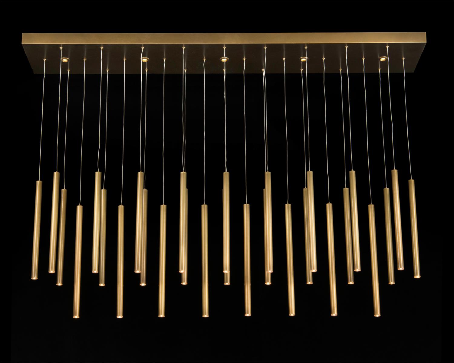 Hans Horizontal Thirty-Five-Light Brass Chandelier