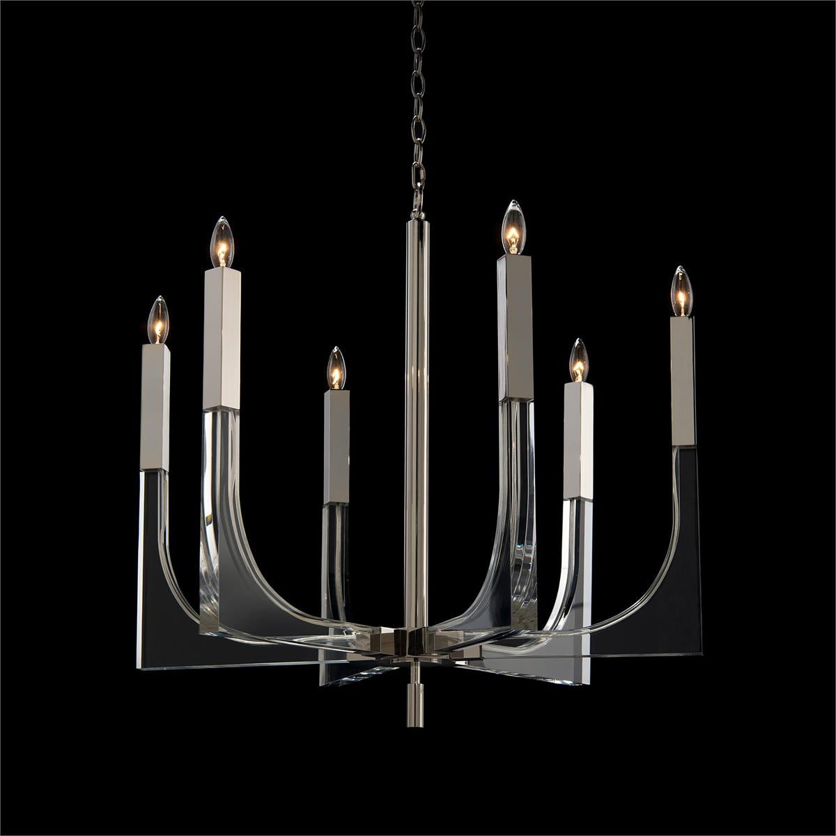 Acrylic And Nickel Six-Light Chandelier by John Richard | Sutter & Vale