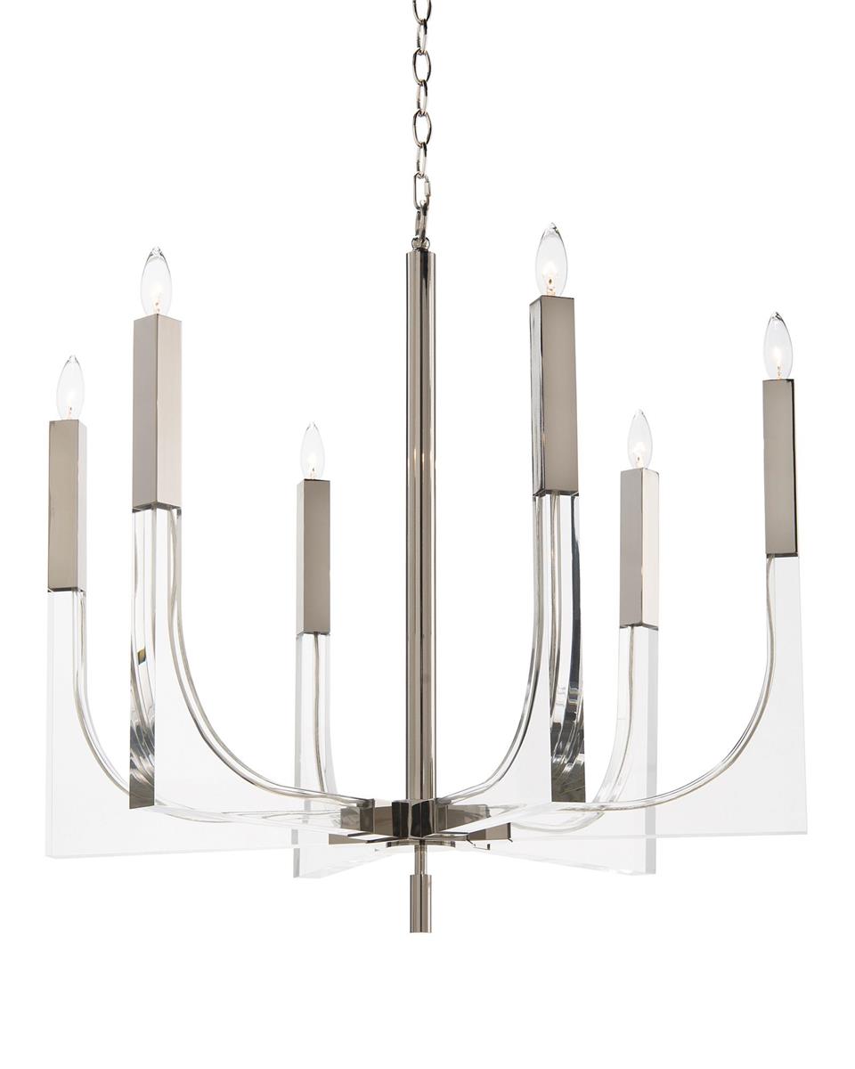 Acrylic And Nickel Six-Light Chandelier by John Richard | Sutter & Vale