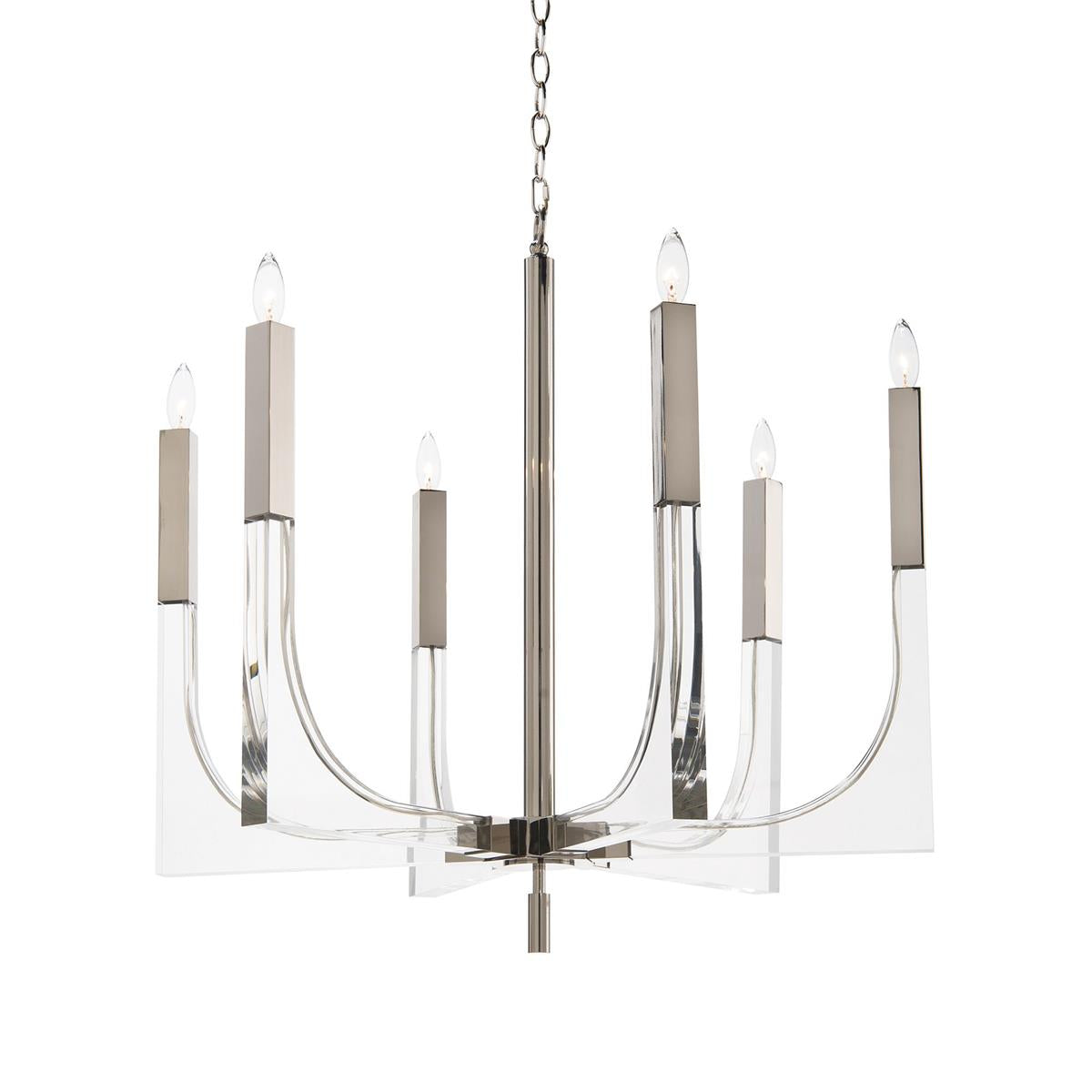 Acrylic And Nickel Six-Light Chandelier by John Richard | Sutter & Vale