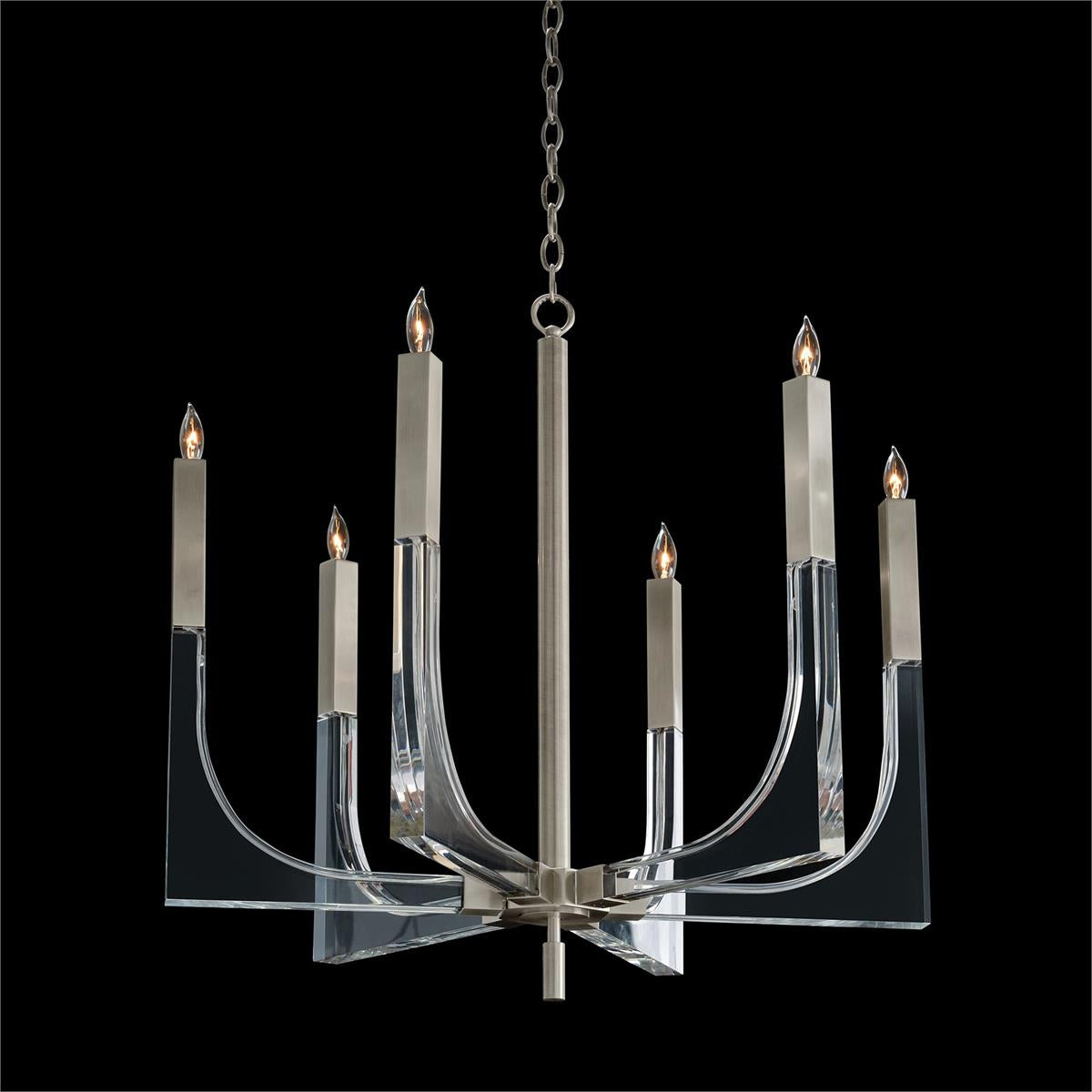 Acrylic And Nickel Six-Light Chandelier by John Richard | Sutter & Vale