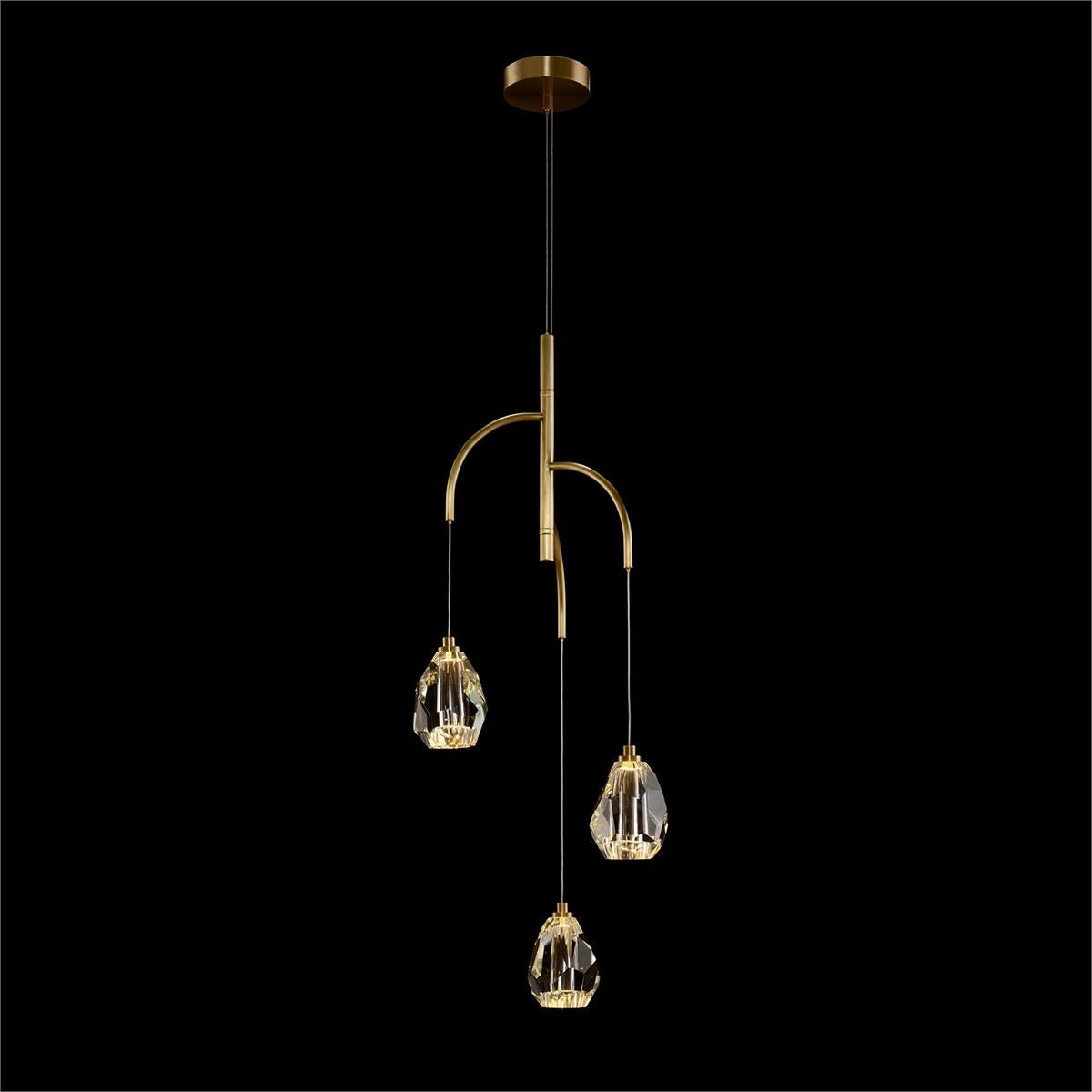 Faceted Chunk Crystal Three-Light Chandelier – Ceiling Lighting by John Richard | Sutter & Vale