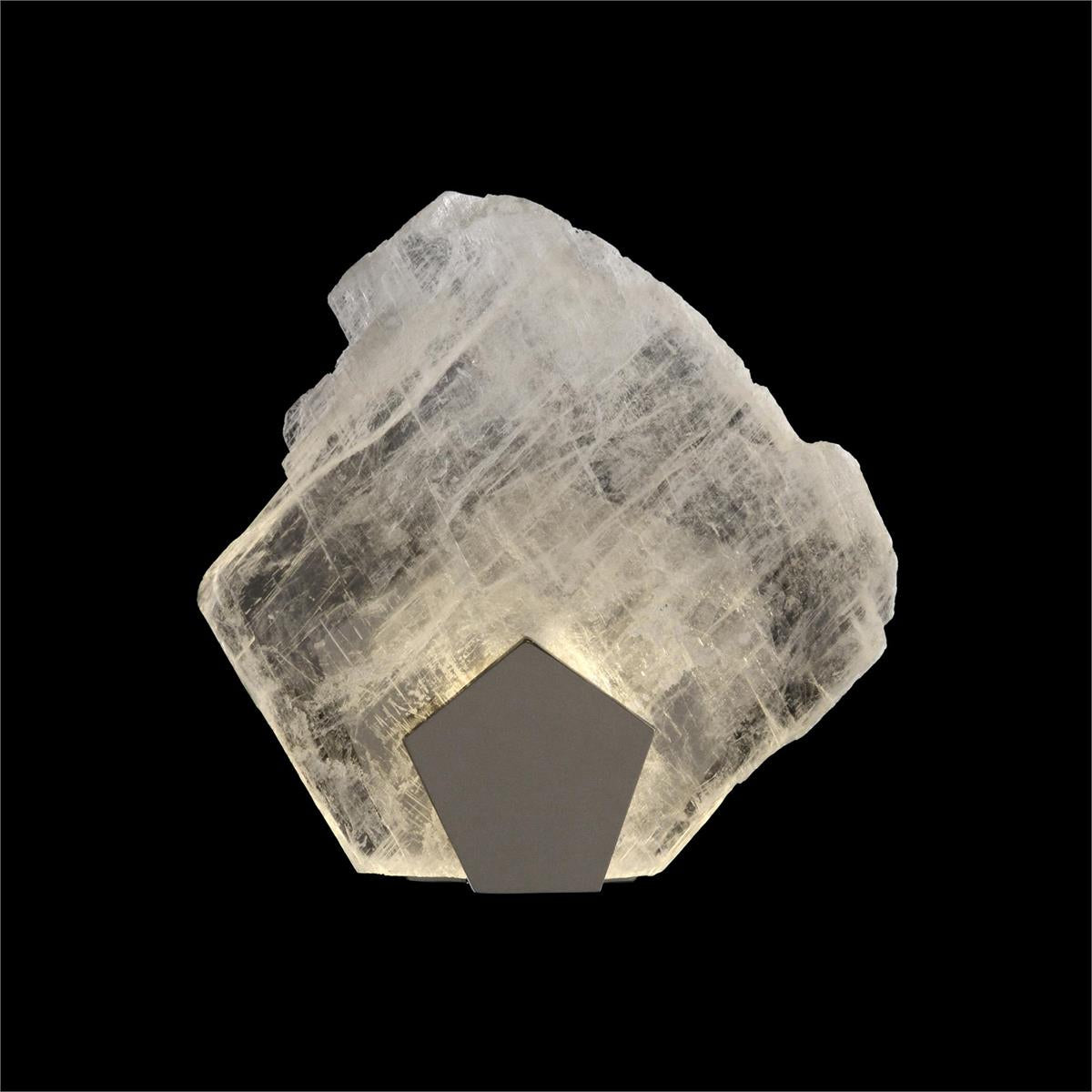 Moonlight Sonata:  Selenite Pane Single-Light Wall Sconce In Polished Stainless Steel Finish – Ceiling Lighting by John Richard | Sutter & Vale
