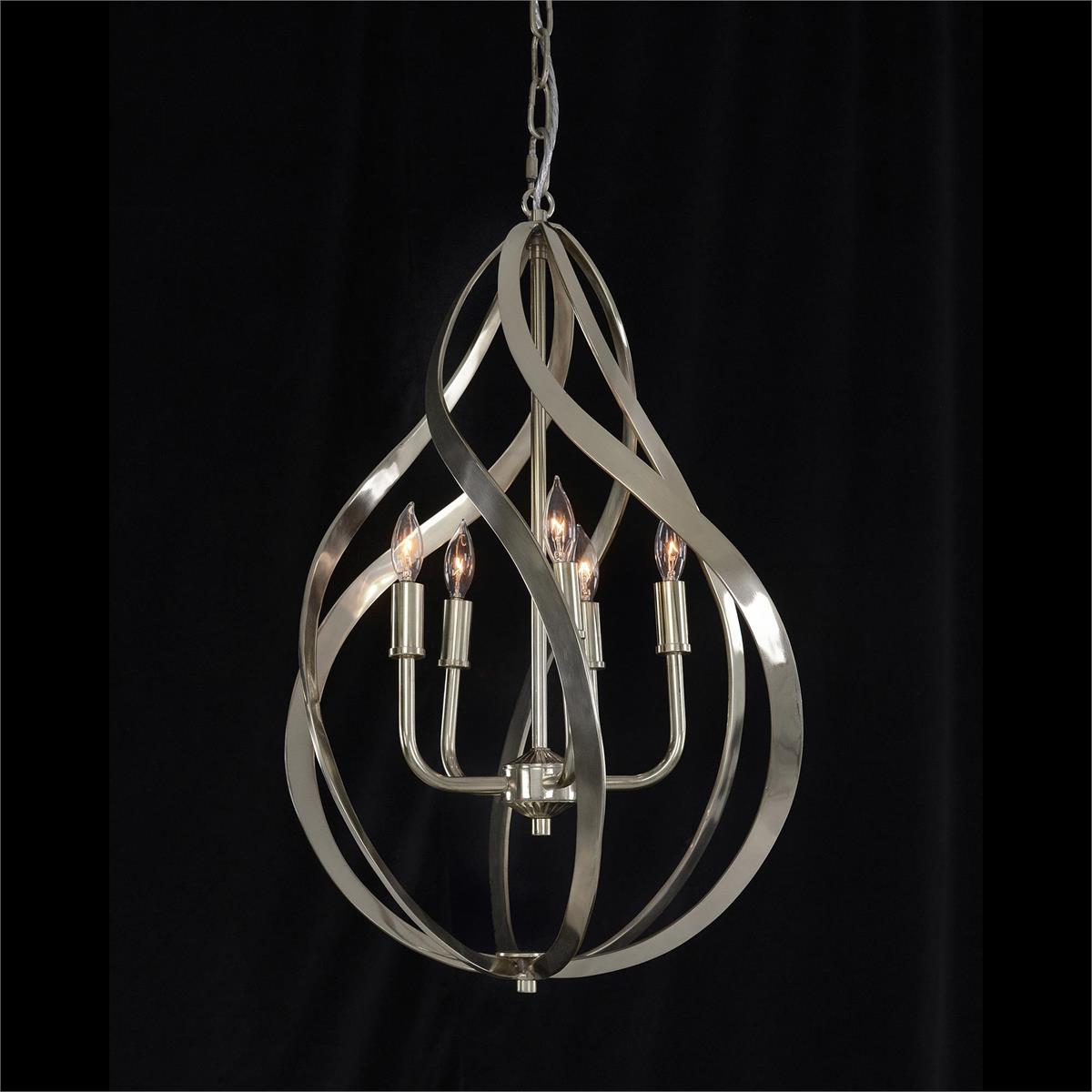 Ribbons Of Nickel Swirls Five-Light Pendant – Ceiling Lighting by John Richard | Sutter & Vale