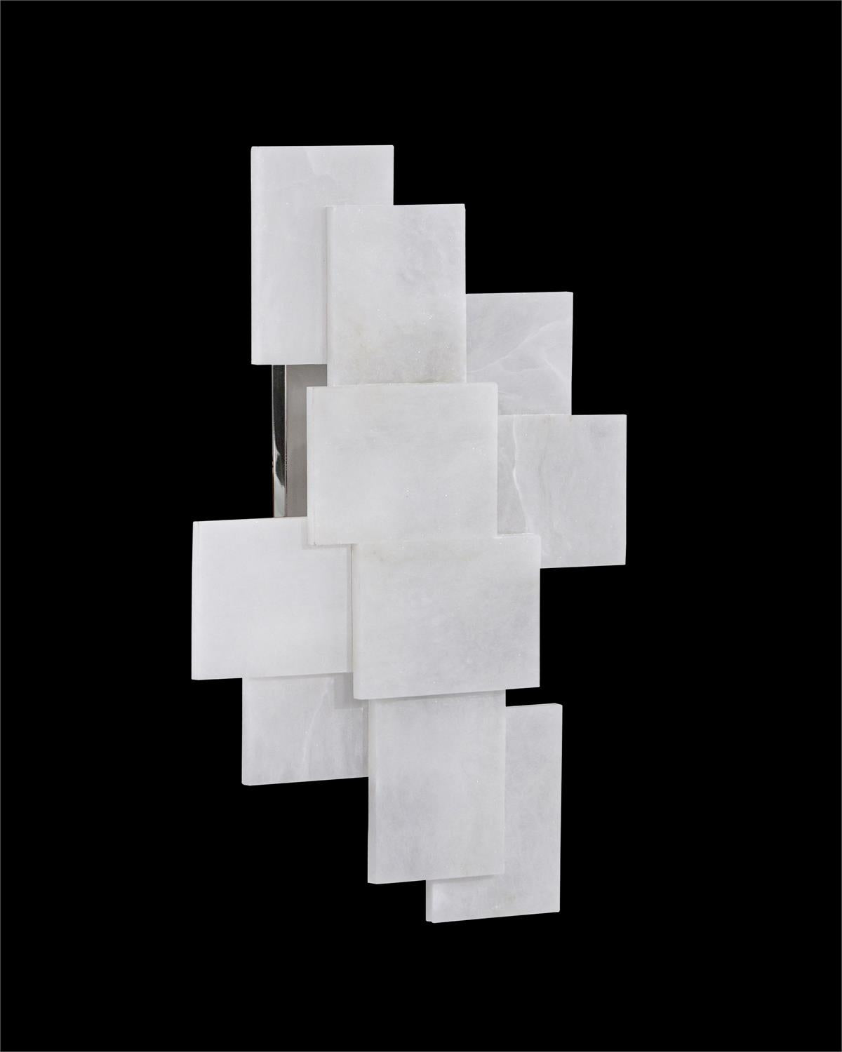 Stone, Alabaster Wall Sconce With A Nod To Mondrian