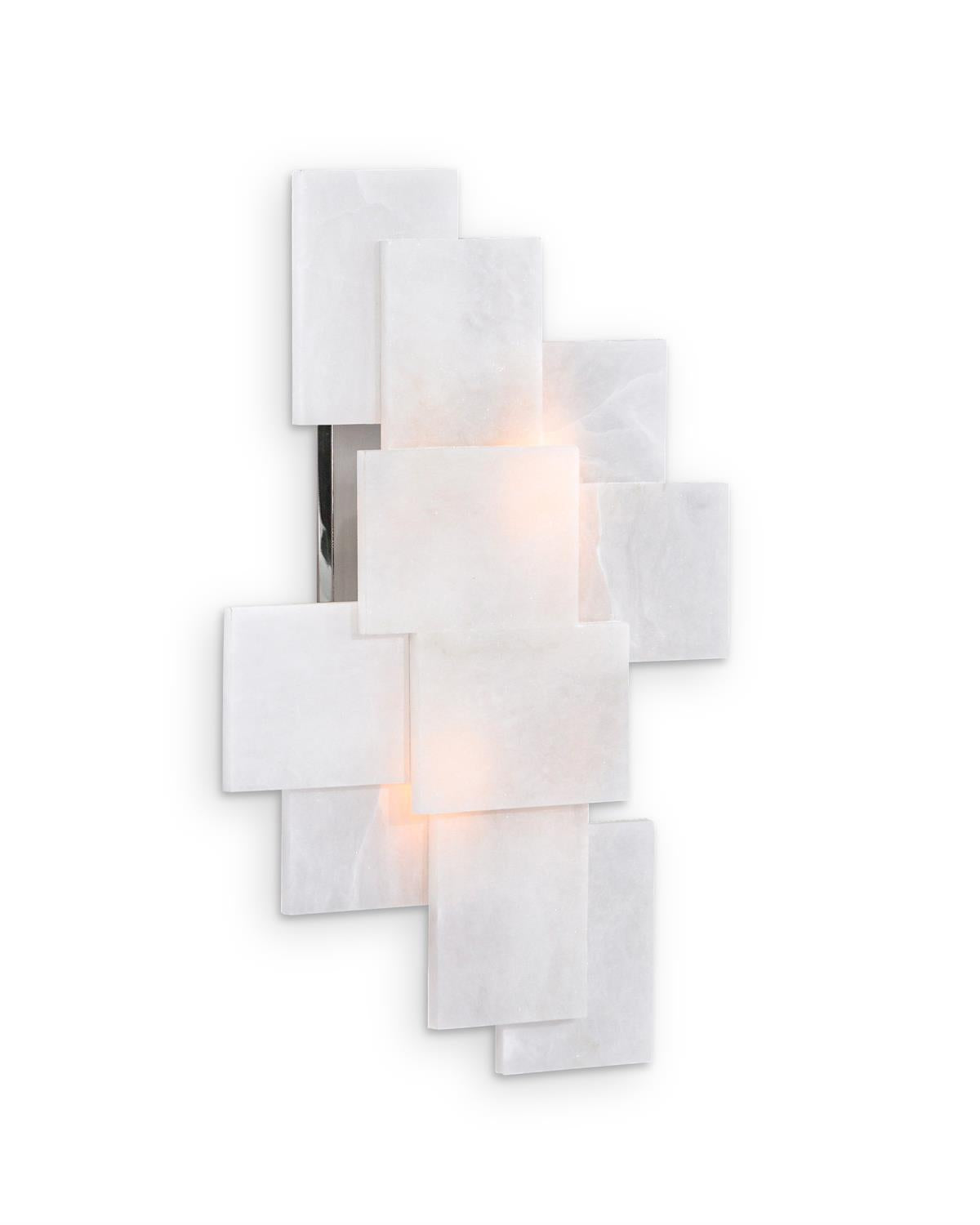 Stone, Alabaster Wall Sconce With A Nod To Mondrian