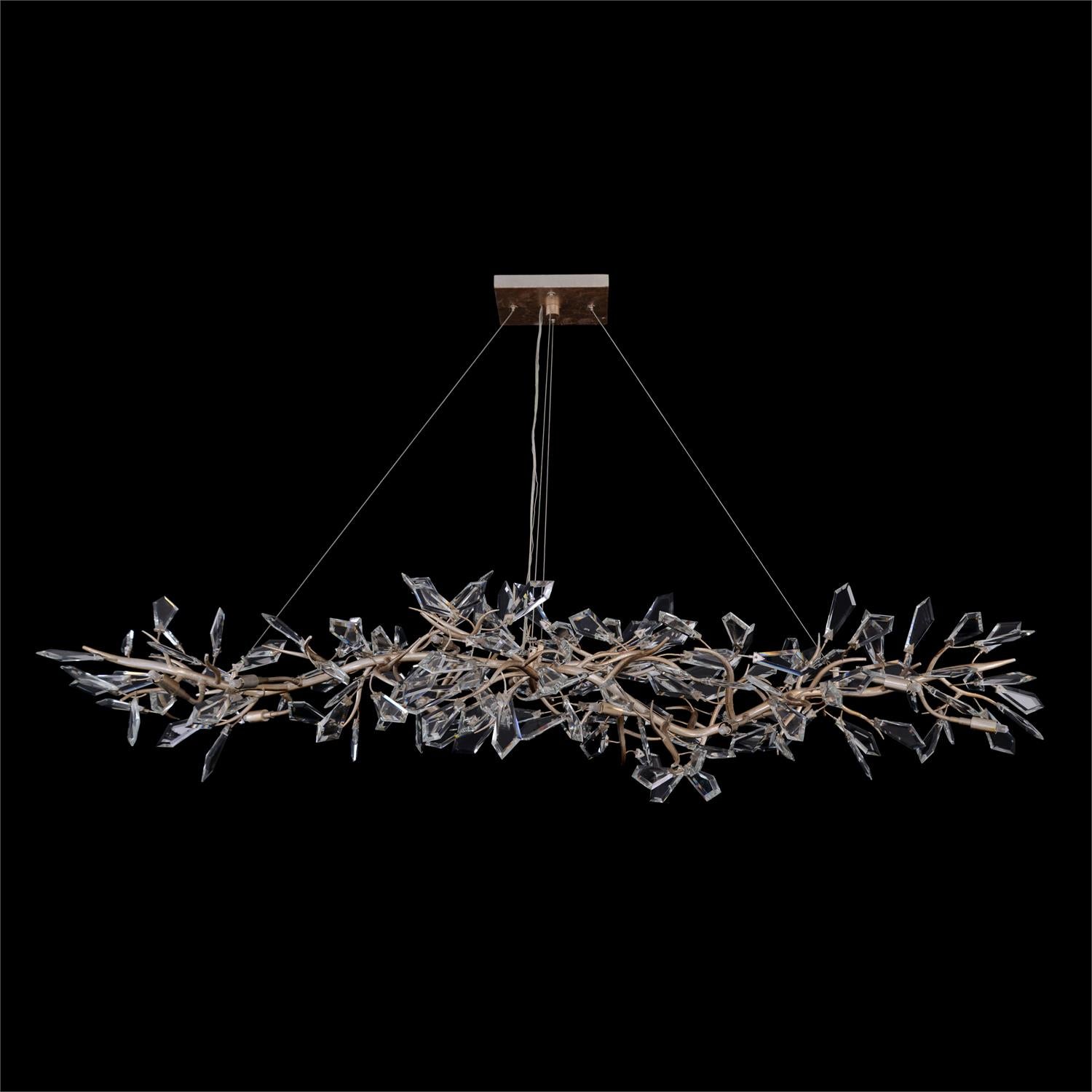 Kotta Fourteen-Light Cut-Crystal Oblong Chandelier