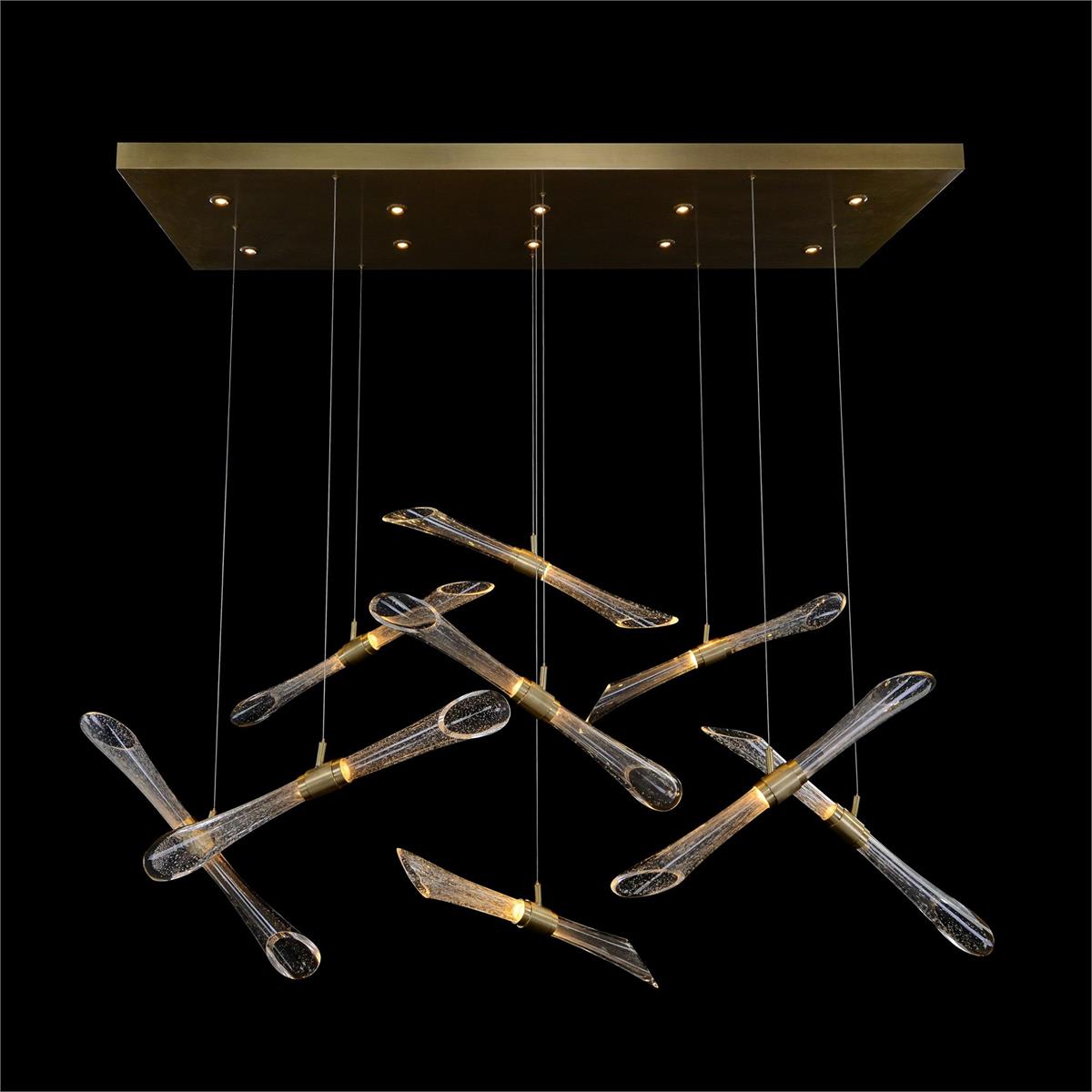 Rhapsody Fluted and Seeded Glass Tubes Horizontal Chandelier – Ceiling Lighting by John Richard | Sutter & Vale