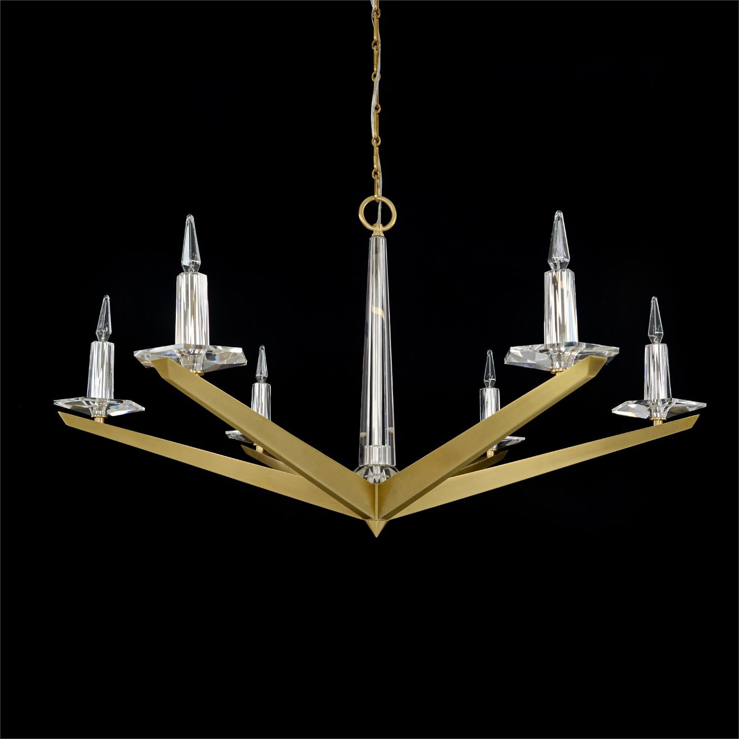 Antares Six Light Chandelier, Large Brass