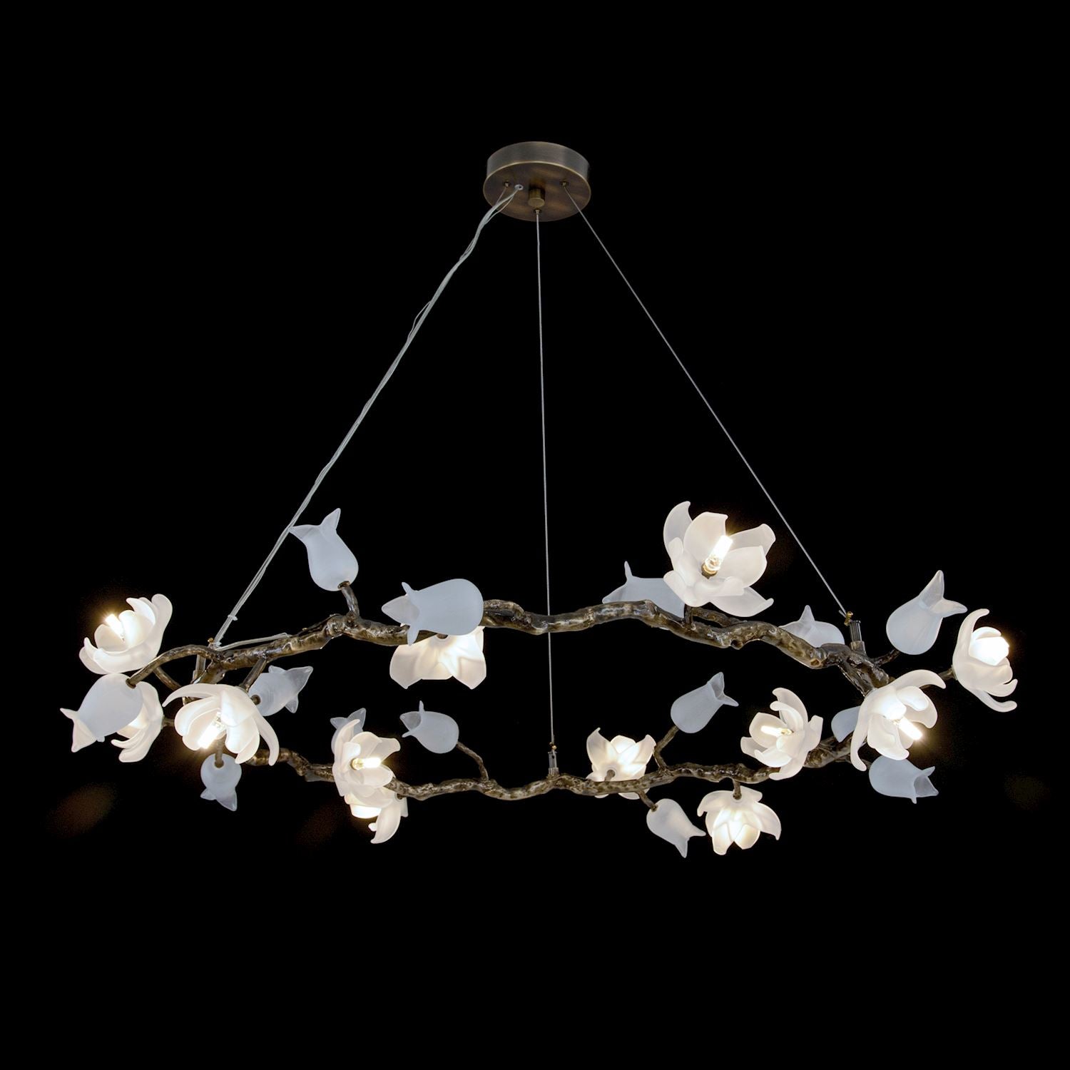 Churippu Magnolia & Tulip Glass Bronze Twelve-Light Halo Chandelier – Ceiling Lighting by John Richard | Sutter & Vale