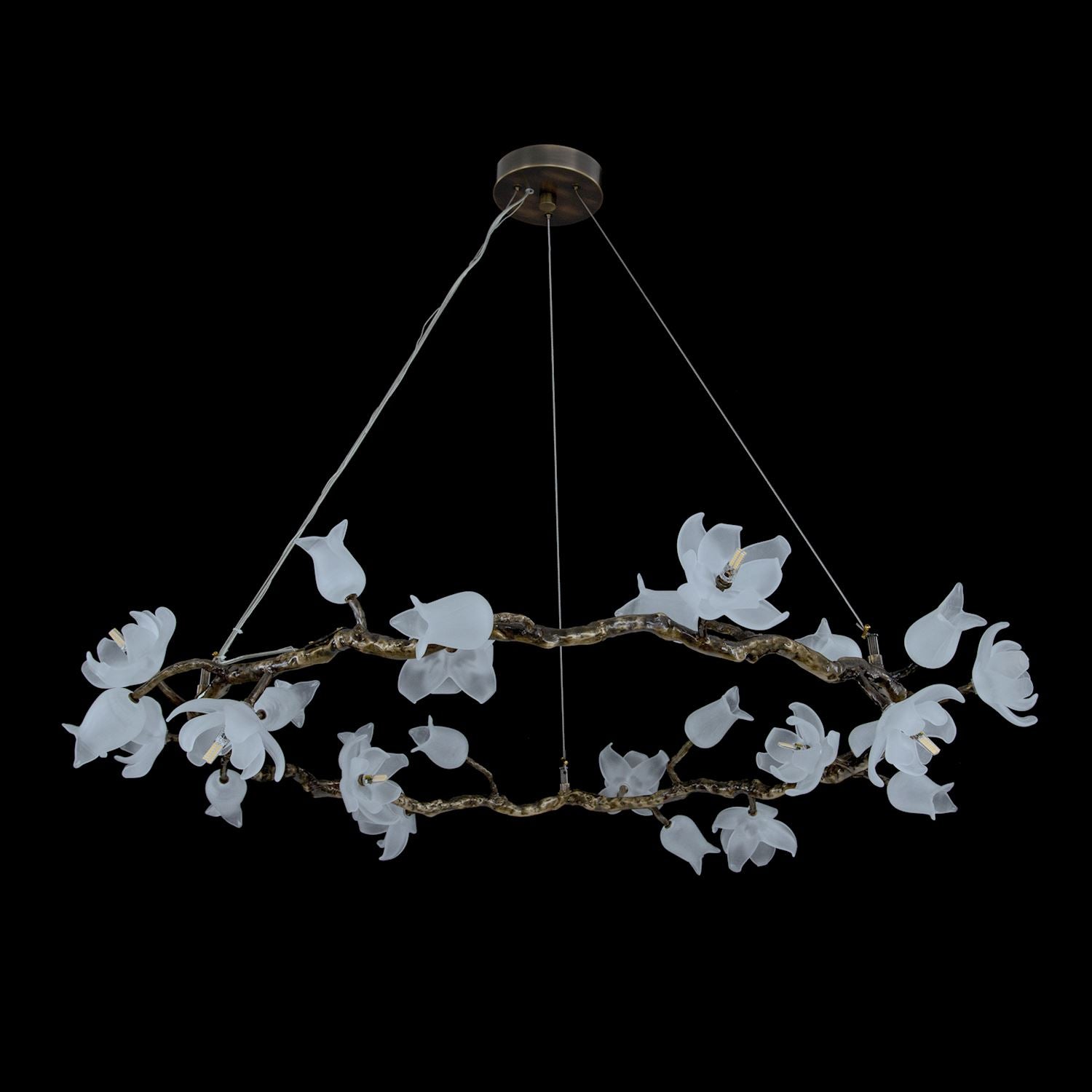 Churippu Magnolia & Tulip Glass Bronze Twelve-Light Halo Chandelier – Ceiling Lighting by John Richard | Sutter & Vale