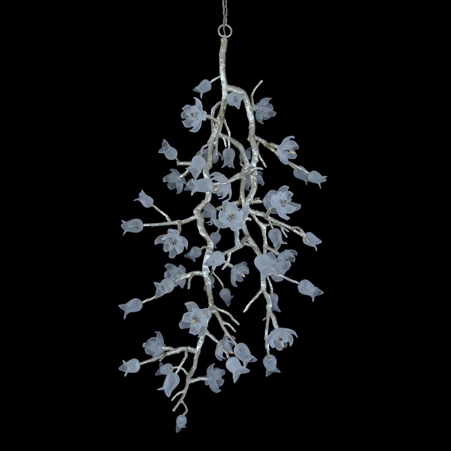 Churippu Magnolia & Tulip Glass Silver Leaf Vertical Twenty-One Light Chandelier – Ceiling Lighting by John Richard | Sutter & Vale