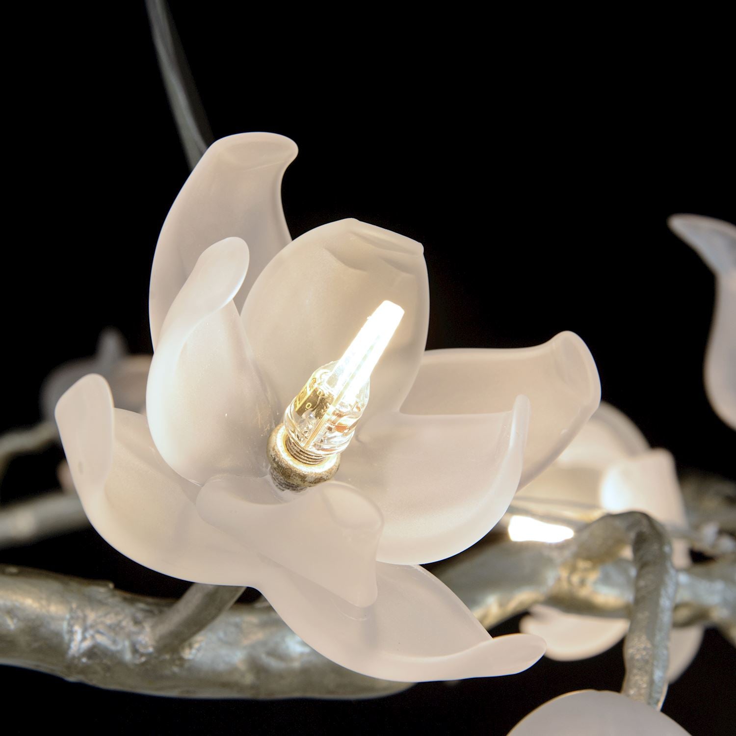 Churippu Magnolia & Tulip Glass Silver Leaf Vertical Twenty-One Light Chandelier – Ceiling Lighting by John Richard | Sutter & Vale