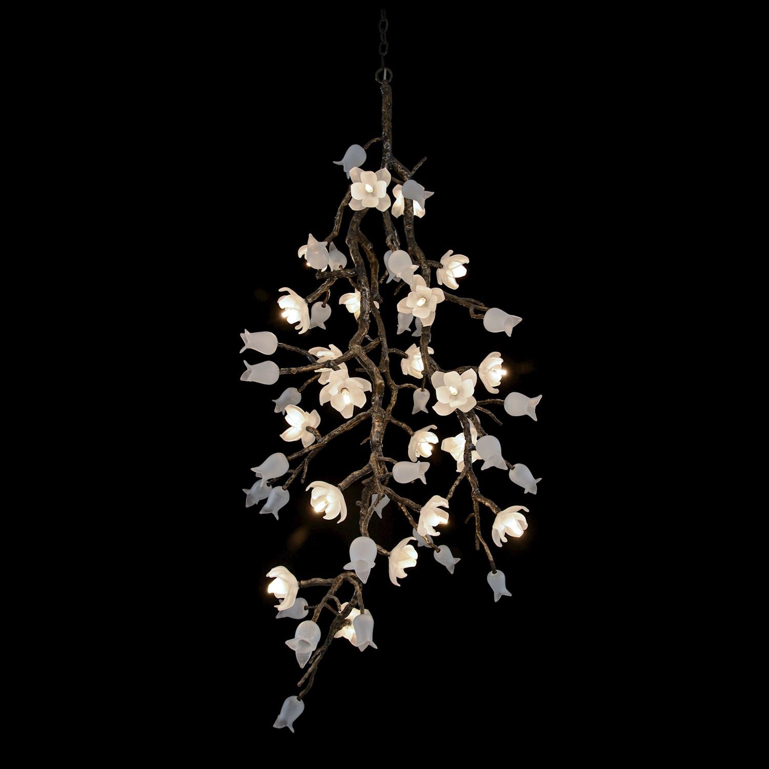 Churippu Magnolia & Tulip Glass Bronze Vertical Twenty-One Light Chandelier – Ceiling Lighting by John Richard | Sutter & Vale